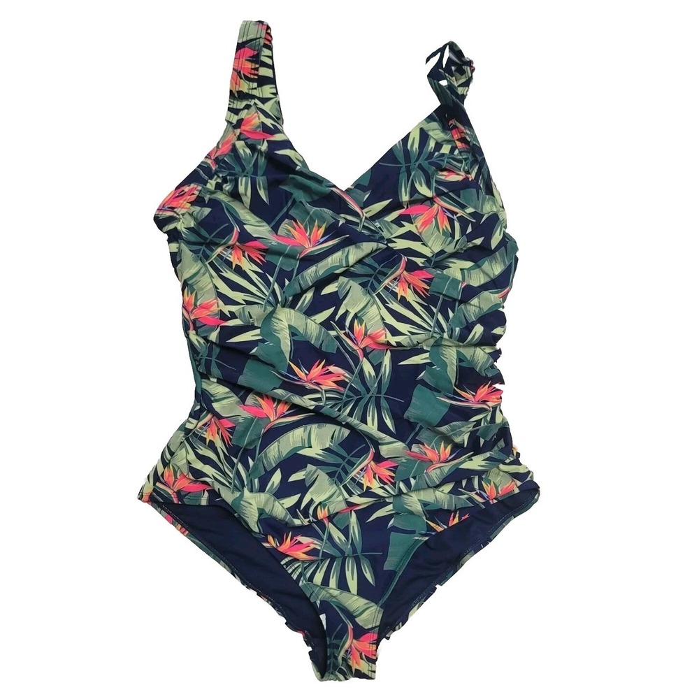 Rene‎ Rofe One-Piece Swimming Suit Women's  XL Leaves  Palm Print